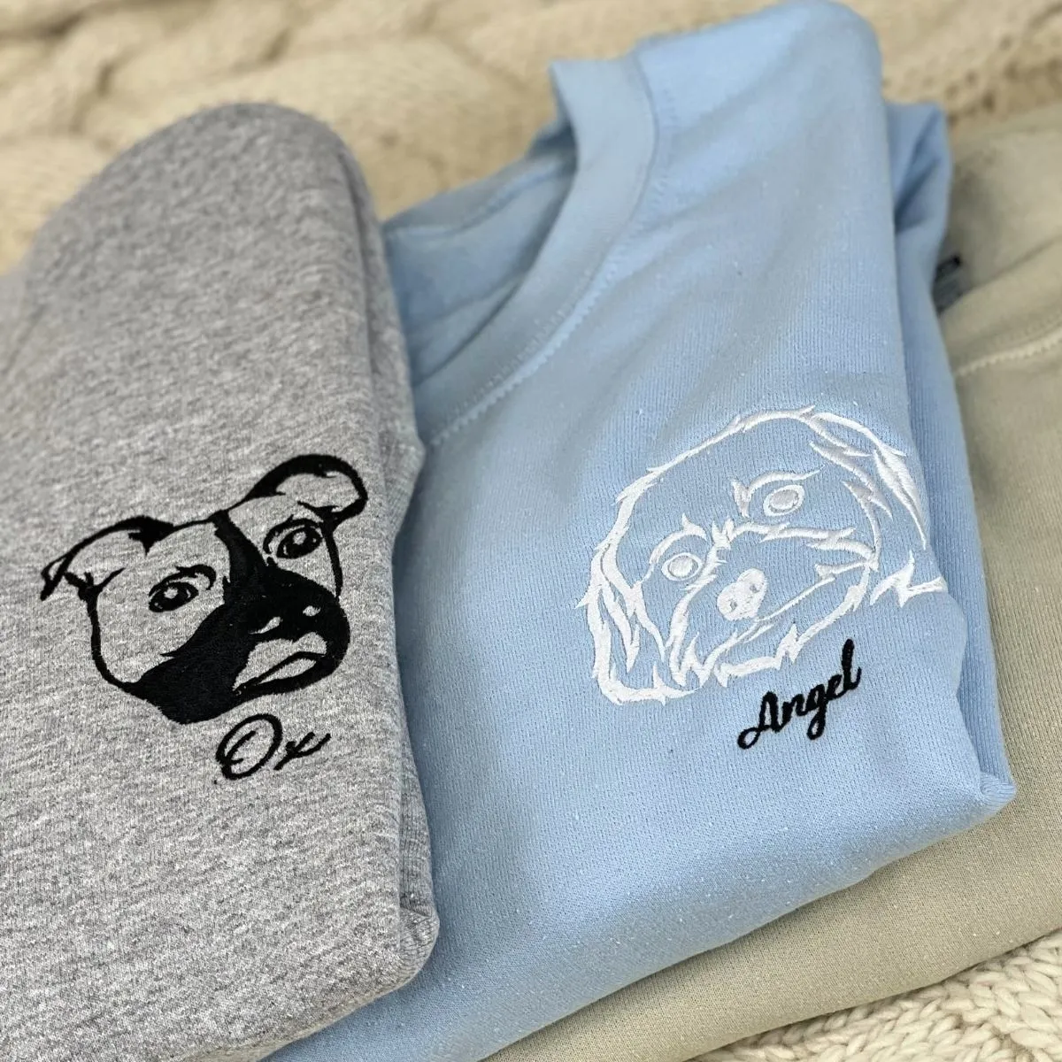 American Bulldog Sweatshirt or Hoodie, Custom Embroidered Gift from Photo Name