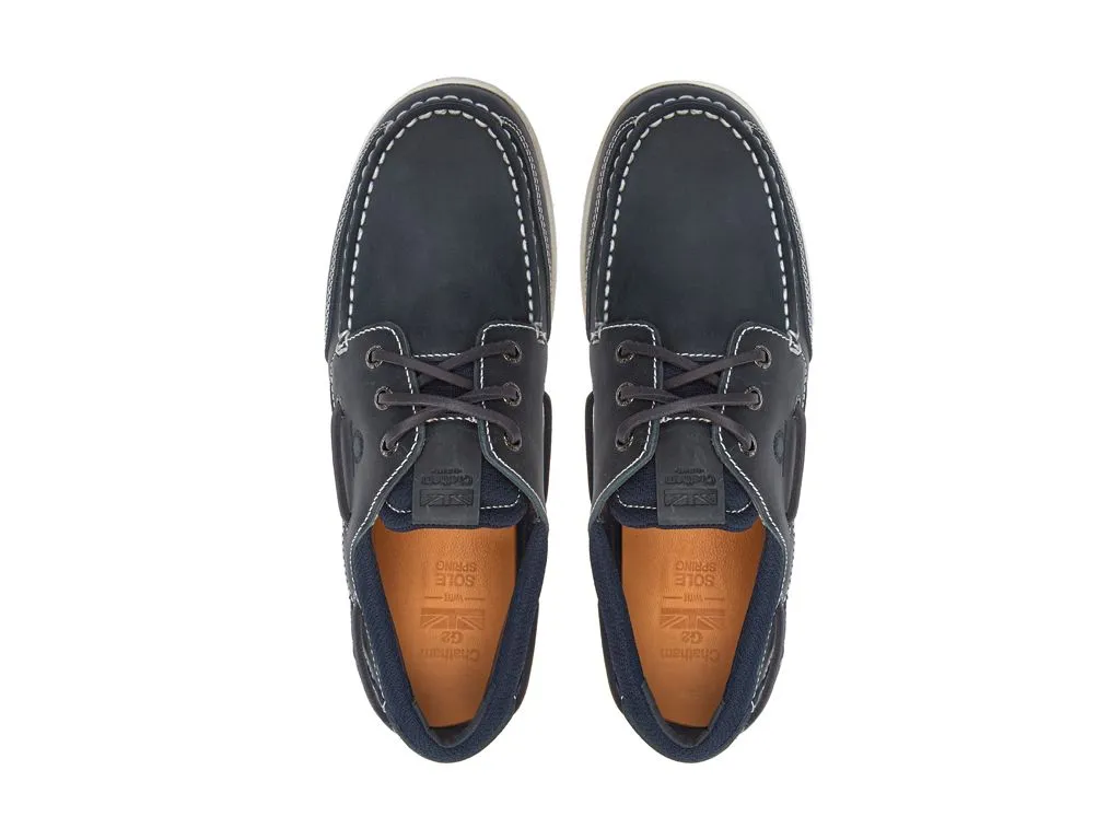 CHATHAM Buton G2 Leather Boat Shoes - Men's - Navy/White