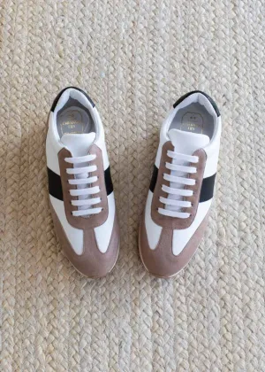 EMERSON FRY Daily Trainer - Taupe Suede, Black   Ivory Leather