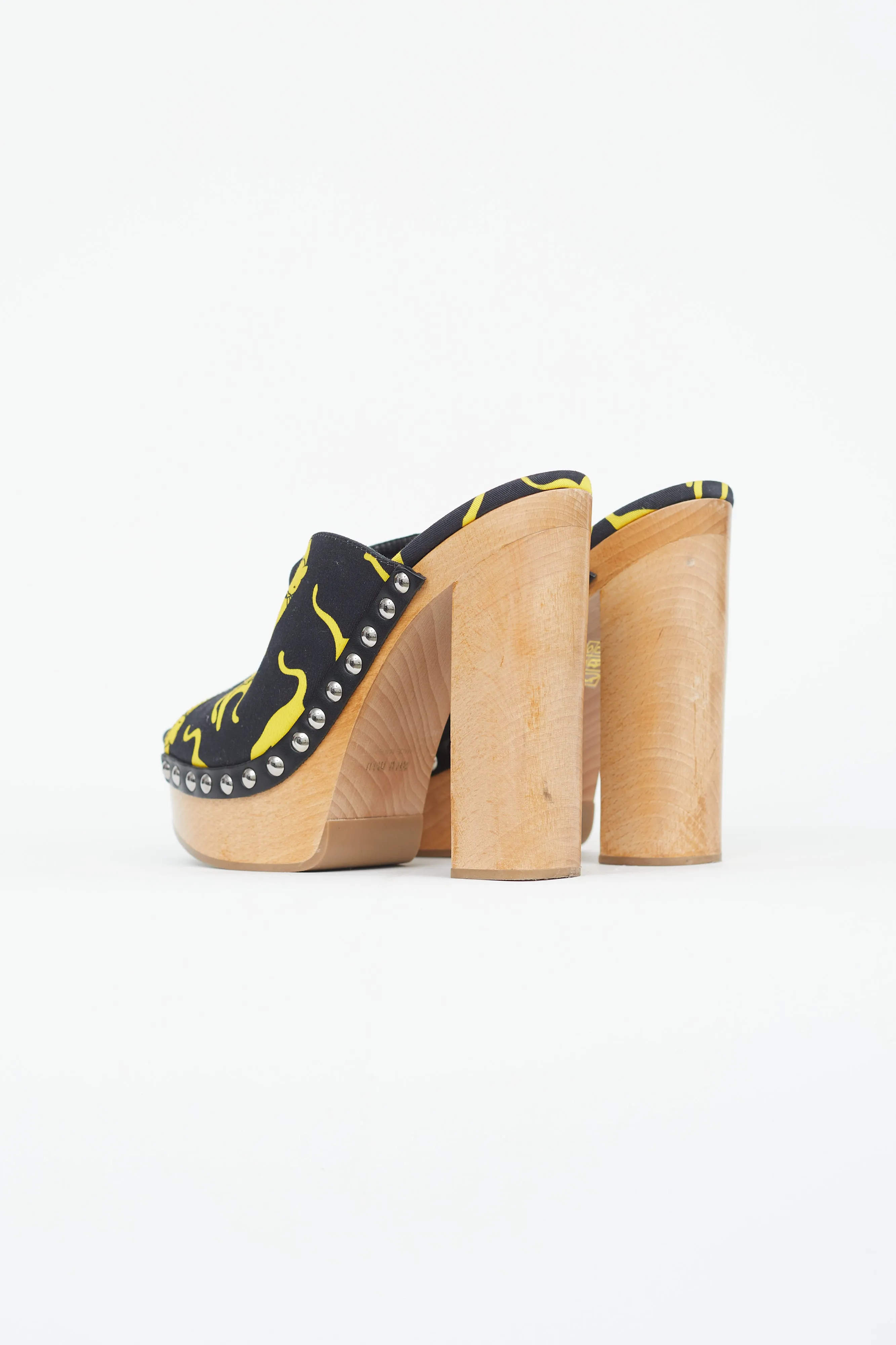 SS 2010 Black & Yellow Printed Mule